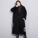 new winter lapel long sleeve black split joint loose big size long warm jacket women coat fashion ti