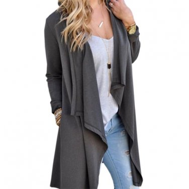 Elegant Autumn Winter Jackets Coats Long Sleeve Irregular Long Jacket 2017 Women Femme Slim Outerwea
