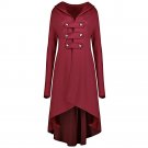 Gamiss Plus Size 5XL Autumn Winter Coat Women 2017 Casual Double Breast High Low Hem Hooded Swing Wi