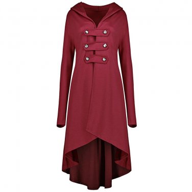 Gamiss Plus Size 5XL Autumn Winter Coat Women 2017 Casual Double Breast High Low Hem Hooded Swing Wi