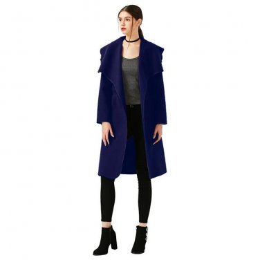 Winter Coat Women Wide Lapel Belt Pocket Wool Blend Coat Oversize Long Red Trench Coat Outwear Wool 