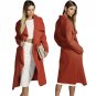 Winter Coat Women Wide Lapel Belt Pocket Wool Blend Coat Oversize Long Red Trench Coat Outwear Wool