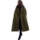 S-3XL Womens Winter Warm Open Front Long Sleeve Causal Wool Coat Jacket Military Lapel Neck Long Ove