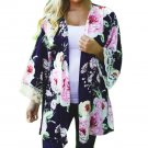 Floral Kimono Women Printed Open Cape Casual Flare Long Sleeve Coat Blouse Loose Jacket Sexy Lace Ca