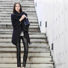 Envmenst Women Leisure Irregular Blends Coat Autumn Winter Windbreaker Long Sleeve Turtleneck Jacket