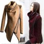 Envmenst Women Leisure Irregular Blends Coat Autumn Winter Windbreaker Long Sleeve Turtleneck Jacket
