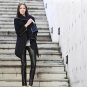 Envmenst Women Leisure Irregular Blends Coat Autumn Winter Windbreaker Long Sleeve Turtleneck Jacket