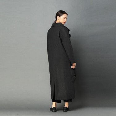 new autumn winter lapel solid color gray split joint  big size cotton-padded coat women jacket fashi