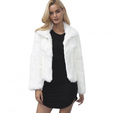 Winter Fluffy Thick Warm Faux Fur Coat Women Vintage Faux Mink Fox Winter Fur Overcoat Jacket Stand 