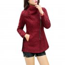 Woman Winter Woolen Blended Long Coat Korean Style Turn Down Collar Female Slim Overcoat Winter Coat