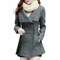 Woman Winter Woolen Blended Long Coat Korean Style Turn Down Collar Female Slim Overcoat Winter Coat