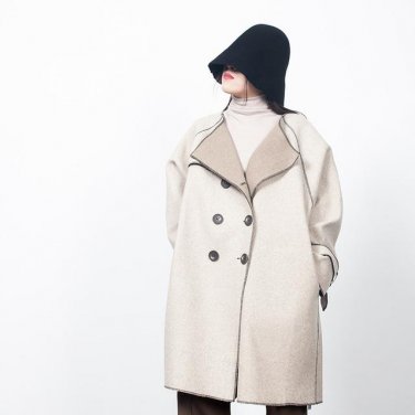 Autumn Winter Trend New Woollen Loose Big Size Overcoat  Long Type Casual Fashion Coat Women YA54812