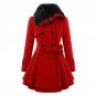 Winter Coat Jacket Women Warm Thick Coats 2017 Lapel Double-Breasted Lace Up Waist Overcoat Faux Fur