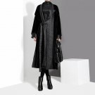 new autumn winter V-collar long sleeve Pu leather split joitn loose big size black jacket women coat