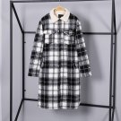 new autumn winter lapel long sleeve red plaid loose big size solid color jacket women coat fashion t