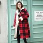 new autumn winter lapel long sleeve red plaid loose big size solid color jacket women coat fashion t