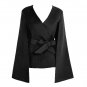 Coat Women\'s Jacket 2017 Winter Coat Casaco Feminino Kimono Long Split Flare Sleeve Belted V Neck T