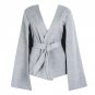 Coat Women\'s Jacket 2017 Winter Coat Casaco Feminino Kimono Long Split Flare Sleeve Belted V Neck T