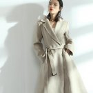new autumn winter lapel long sleeve solid color black khaki loose long jacket women coat fashion tid