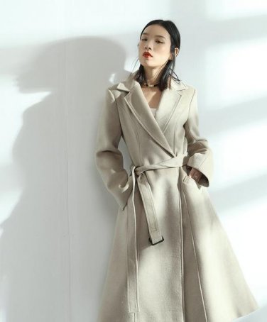 new autumn winter lapel long sleeve solid color black khaki loose long jacket women coat fashion tid