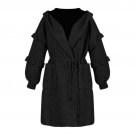 Winter New Pattern Loose Coat Fashion Hooded Lotus Leaf Sleeve Chalaza Long Type Overcoat Women YA74