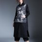 [EAM] 2017 new autumn winter stand collar long sleeve printed split joitn big size solid color coat 