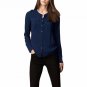 Women Female Blouse Shirt Solid Office Lady Button Stand Cardigan Autumn Winter Cool Long Sleeve Blo