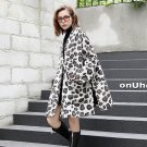 new autumn winter V-collar long sleeve printed loose big size wollen coat warm women jacket fashion 