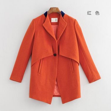Winter Women Wool Blends Coat Mid-Long Full Sleeve Single Button All-match Thickness Outerwear