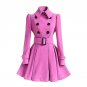 New Turn-down Collar Long Wool Blend Coat Women Double Breasted Autumn Winter Overcoat With Sashes O