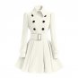 New Turn-down Collar Long Wool Blend Coat Women Double Breasted Autumn Winter Overcoat With Sashes O
