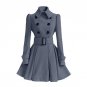 New Turn-down Collar Long Wool Blend Coat Women Double Breasted Autumn Winter Overcoat With Sashes O