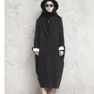 Autumn Winter Fashion New Solid Color Laple Long Sleeve Irregular Fold Women\'s X-long Overcoat Loos