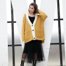 Autumn Winter Trendy Loose Knitting Coat New Pattern Hit Color V-neck Long Sleeve Knitting Jacket Fa