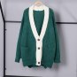 Autumn Winter Trendy Loose Knitting Coat New Pattern Hit Color V-neck Long Sleeve Knitting Jacket Fa