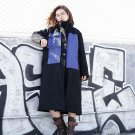Winter Fashion New Pattern Hit Color Stitching Long Type Jacket Overknee Thickening Woollen Coat Wom