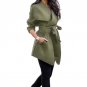 Women Open Stitch Blends Coat Sashes Pockets Autumn Winter Warm Female Elegant Long Sleeve Jacket Ov