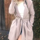 Lapel Collar Hooded Women Coat Autumn Winter Wool Blends Long Coats 2017 Lady Elegant Cardigan Long 