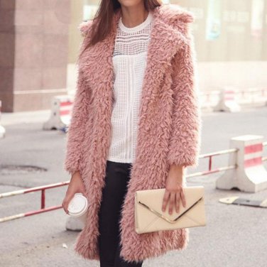 Wool Blend Womens Coats Christmas Manteau Femme Oversize Winter Woman Coat Turn-Down Collar Outerwea