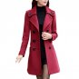 Winter Women Wool Trench Pockets Double Breasted Long Overcoat Solid Slim Elegant Outwear Female Coa