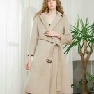 new autumn winter lapel long sleeve solid color khaki loose long wollen coat women jacket fashion ti