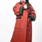 Autumn Winter New Fashion Woolen Loose Coat Woman Loose Overcoat Hit Color Long Type Temperament Jac