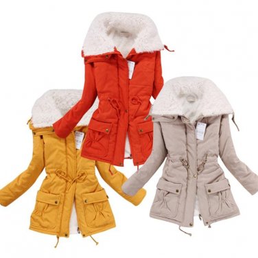 Women Lamb Wool Warm Coat Winter Thicken Overcoat Lacing Jacket Outwear Feminino Lapel Parka chaquet