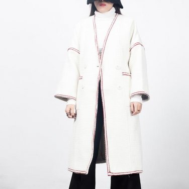 Autumn Winter Woolen Loose Coat Overcoat Big Size Cardigan Long Type Jacket Tide Women YA54700