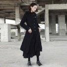 new autumn winter stand collar long sleeve solid color black loose long fold jacket women coat fashi