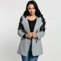 Winter Coat Women Jacket 2017 Casual Wool Blend Coat Hooded Full Sleeve Zip Up Faux Leather Patchwor