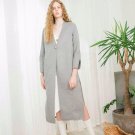 new autumn winter V-collar long sleeve solid color black loose long jacket women wollen coat fashion