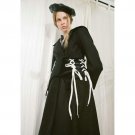 new autumn winter lapel long sleeve solid color black bandage waist loose jacket women coat fashion 