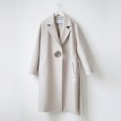Woman\'s Winter Coat Femme Warm Woolen Wide Waist Outwear With Sashes Belt Woman Long Sleeves Casual