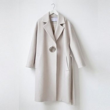 Woman\'s Winter Coat Femme Warm Woolen Wide Waist Outwear With Sashes Belt Woman Long Sleeves Casual